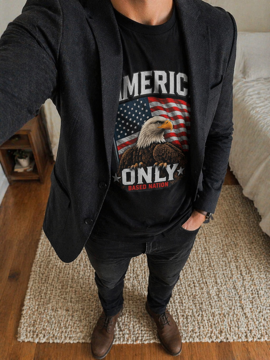 Model showing America Only tee